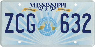 MS license plate ZCG632