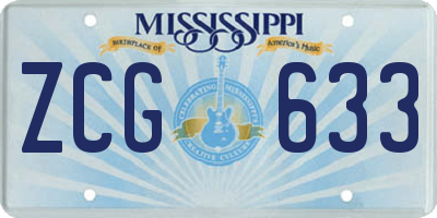MS license plate ZCG633