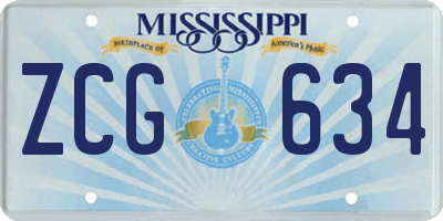 MS license plate ZCG634