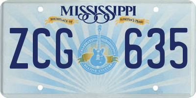 MS license plate ZCG635