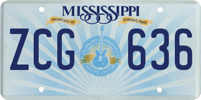 MS license plate ZCG636