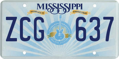 MS license plate ZCG637
