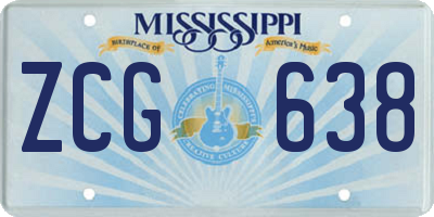 MS license plate ZCG638