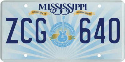 MS license plate ZCG640