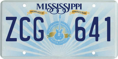 MS license plate ZCG641
