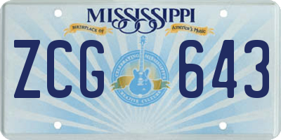 MS license plate ZCG643