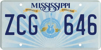 MS license plate ZCG646