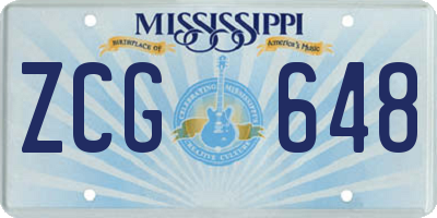 MS license plate ZCG648