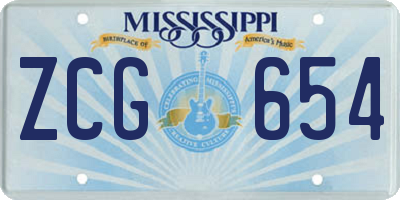 MS license plate ZCG654