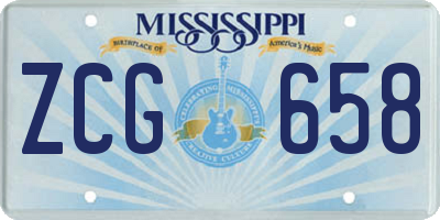 MS license plate ZCG658