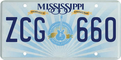 MS license plate ZCG660