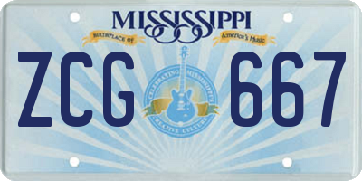 MS license plate ZCG667