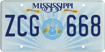 MS license plate ZCG668