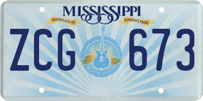MS license plate ZCG673