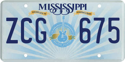 MS license plate ZCG675