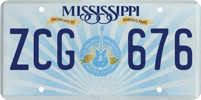 MS license plate ZCG676