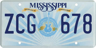 MS license plate ZCG678