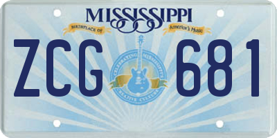 MS license plate ZCG681
