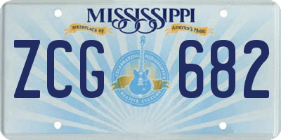 MS license plate ZCG682