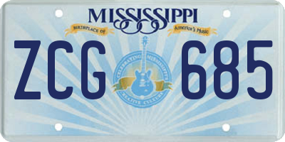 MS license plate ZCG685