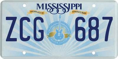 MS license plate ZCG687