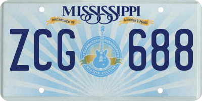 MS license plate ZCG688