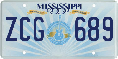 MS license plate ZCG689