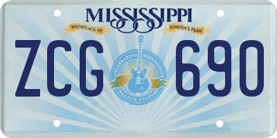 MS license plate ZCG690