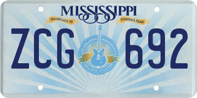 MS license plate ZCG692