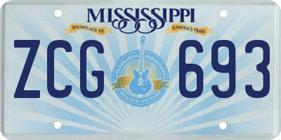 MS license plate ZCG693
