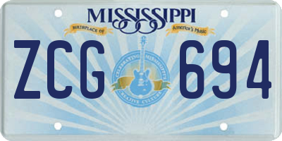 MS license plate ZCG694