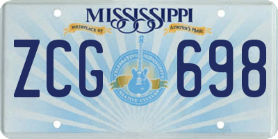 MS license plate ZCG698