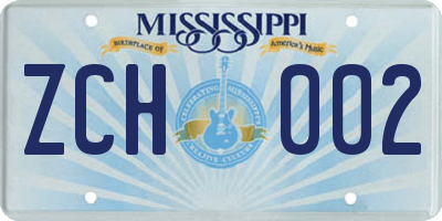 MS license plate ZCH002