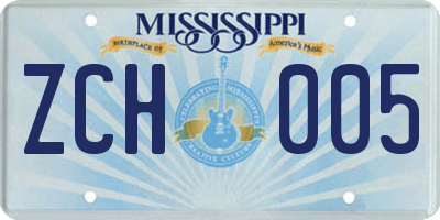 MS license plate ZCH005