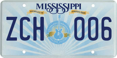 MS license plate ZCH006