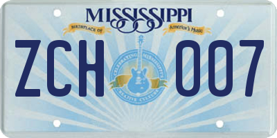 MS license plate ZCH007