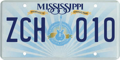 MS license plate ZCH010