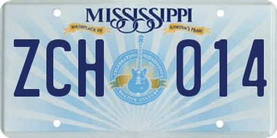 MS license plate ZCH014