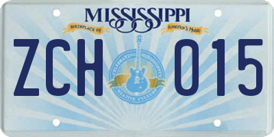 MS license plate ZCH015