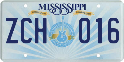MS license plate ZCH016