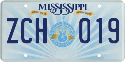 MS license plate ZCH019