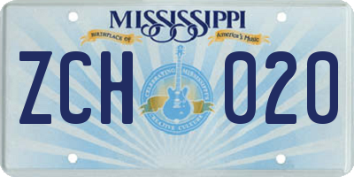 MS license plate ZCH020