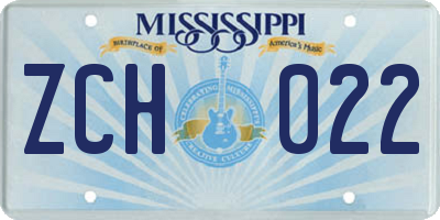 MS license plate ZCH022
