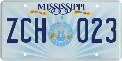 MS license plate ZCH023
