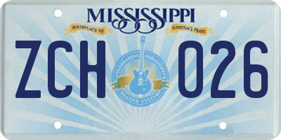MS license plate ZCH026
