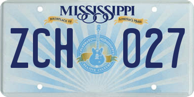 MS license plate ZCH027