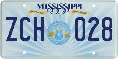 MS license plate ZCH028