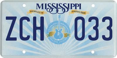 MS license plate ZCH033