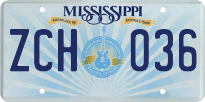 MS license plate ZCH036