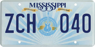 MS license plate ZCH040
